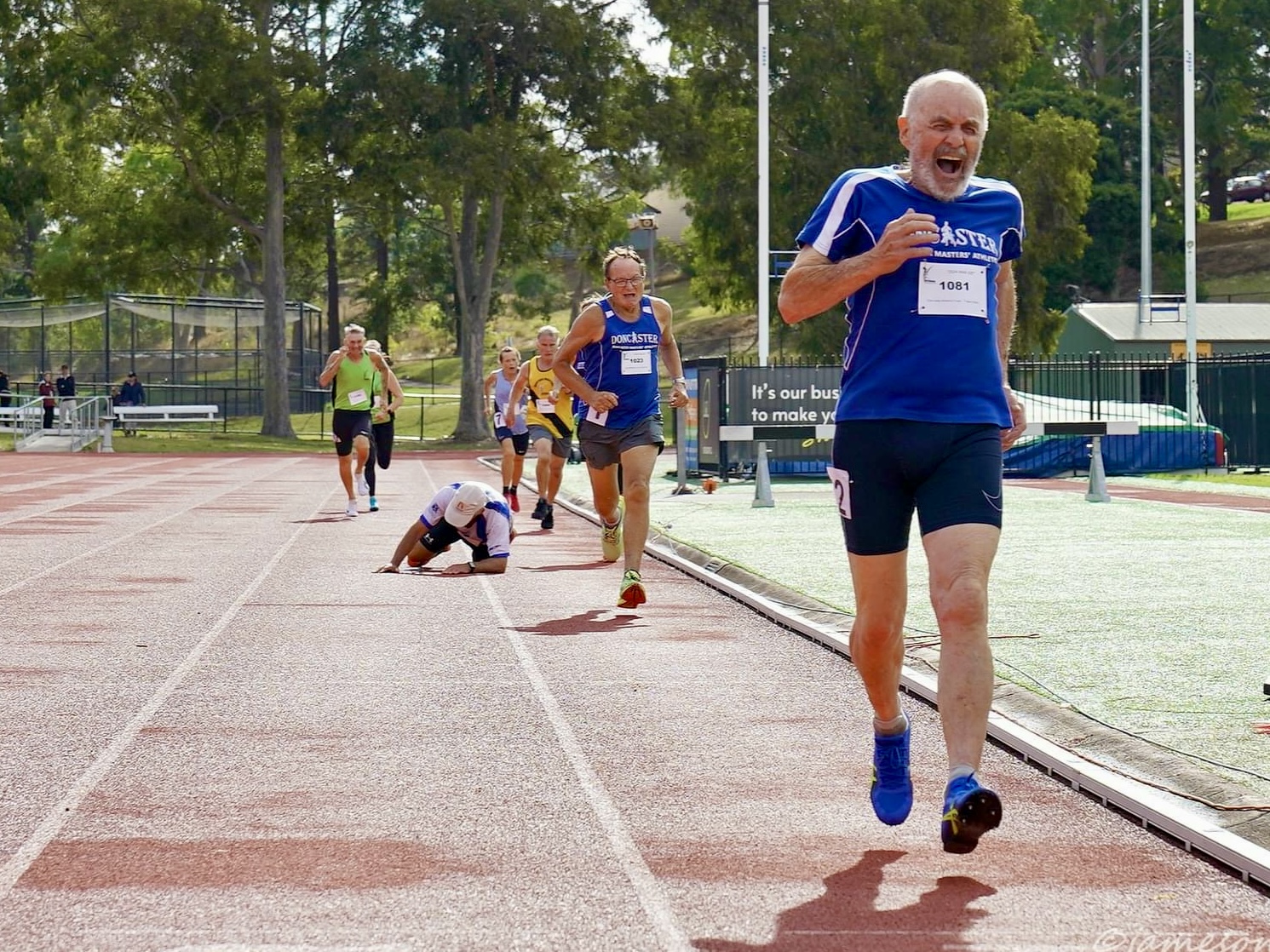 Walter Adamson in action at the Victorian Masters Athletics Championships