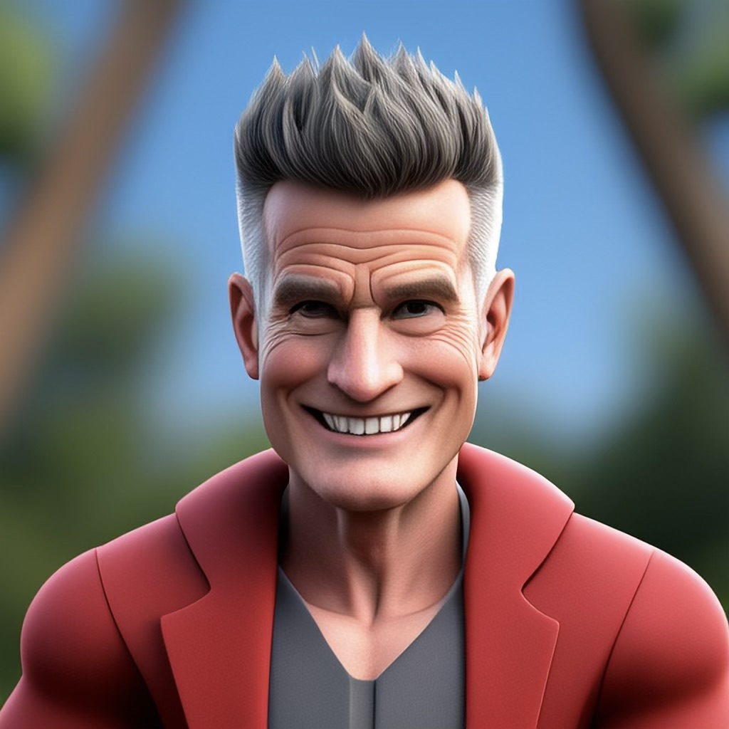 Walter Adamson AI-generated Pixar style portrait